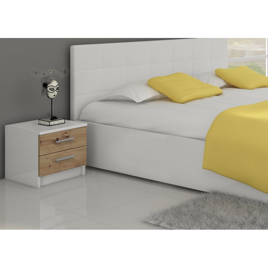 Table de chevet TOD blanche/chêne artisan