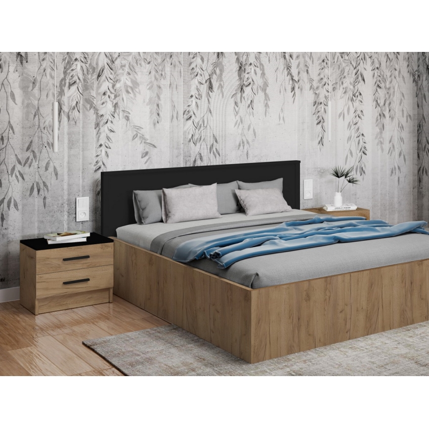 Table de chevet TOD chêne craft/noir