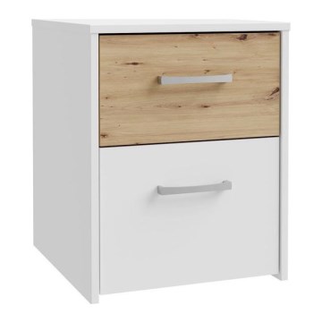 Table de chevet URO chêne artisan/blanc