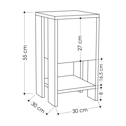 Table de nuit EMA 55x30 cm anthracite