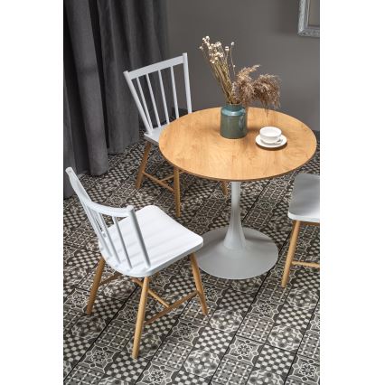 Table de salle à manger LUGI Ø 80 cm, marron/blanc