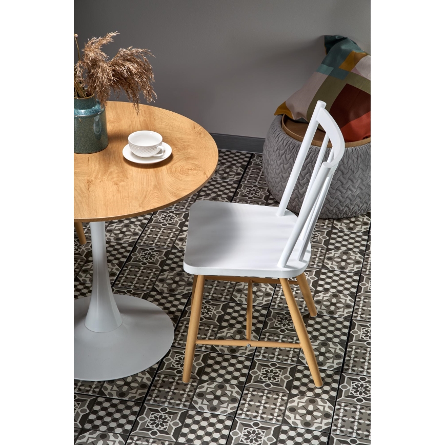 Table de salle à manger LUGI Ø 80 cm, marron/blanc
