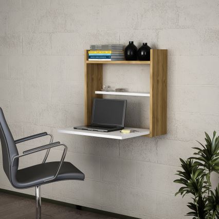 Table de travail pliable LAPTOP 60x60 cm marron / blanche