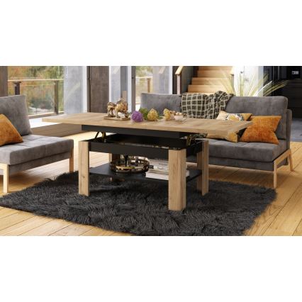 Table extensible ROY avec plateau relevable, chêne craft/noir