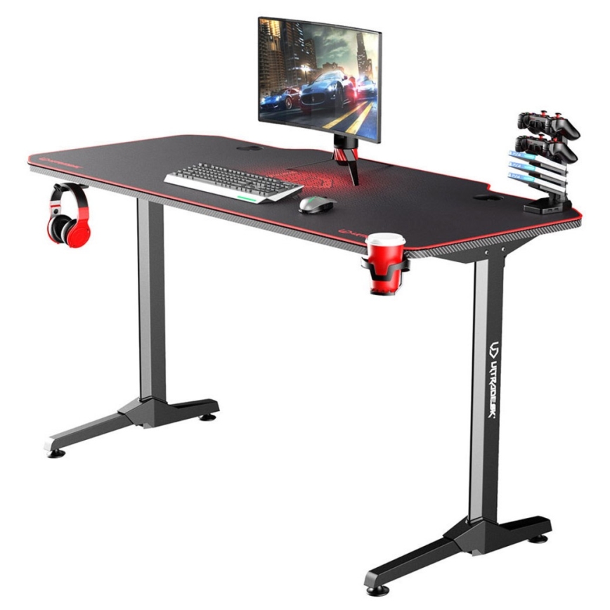 Table gaming 140 x 66 cm noir/rouge
