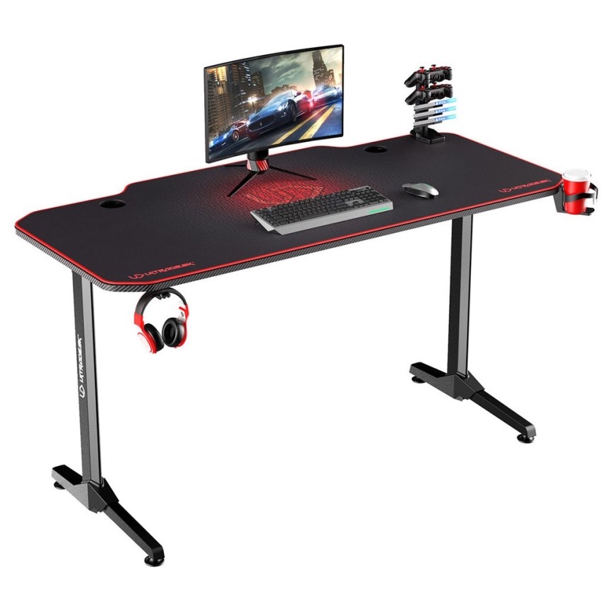Table gaming 140 x 66 cm noir/rouge