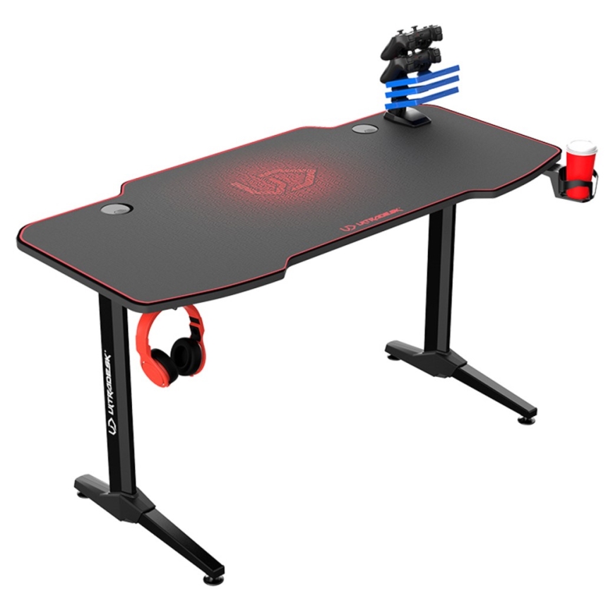 Table gaming 140 x 66 cm noir/rouge