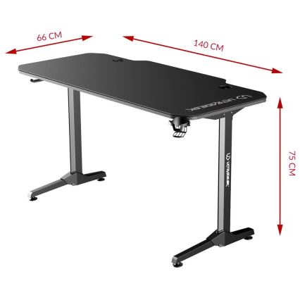 Table gaming 140 x 66 cm noir/rouge