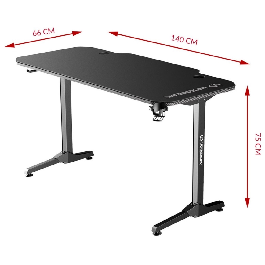 Table gaming 140 x 66 cm noir/rouge
