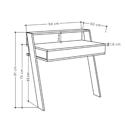 Table murale COWORK 91x94 cm anthracite