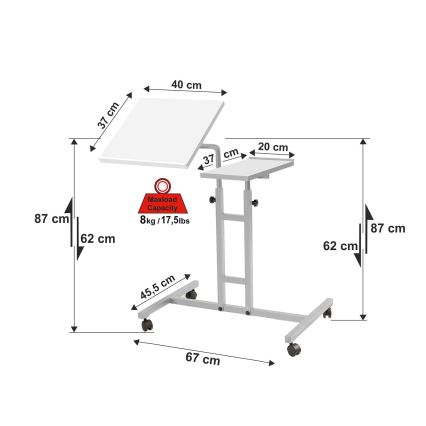 Table réglable GLEN 87x67 cm blanche