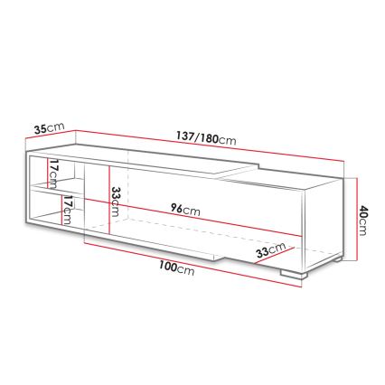 Table TV CLIF 40x180 cm blanc