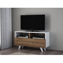 Table TV NOVELLA 50,6x90 cm blanche/marron
