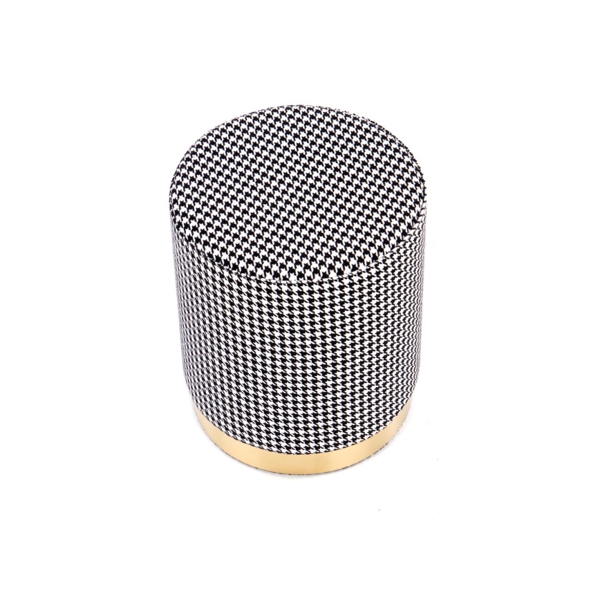 Poef ARUNA Ø 36 cm wit/zwart/goud
