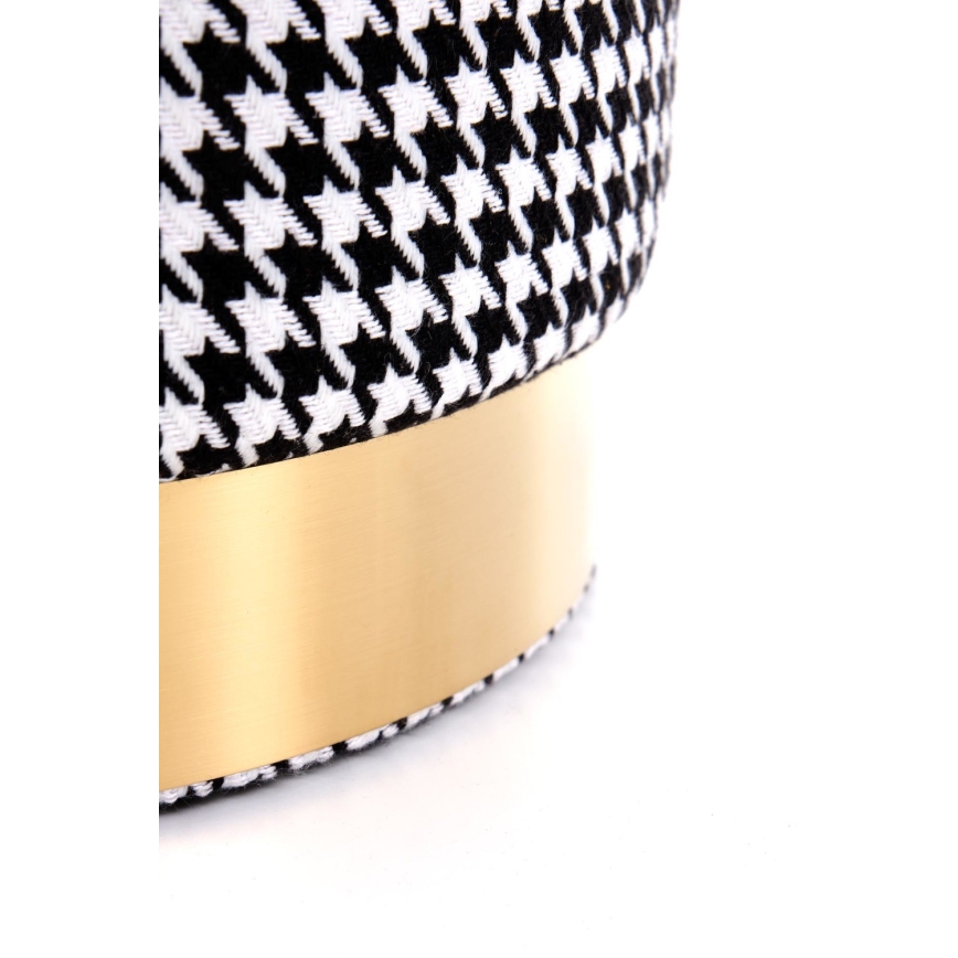 Poef ARUNA Ø 36 cm wit/zwart/goud