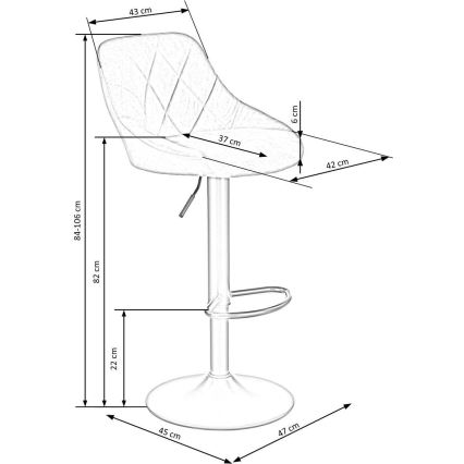 Tabouret de bar 106x47 cm noir/marron