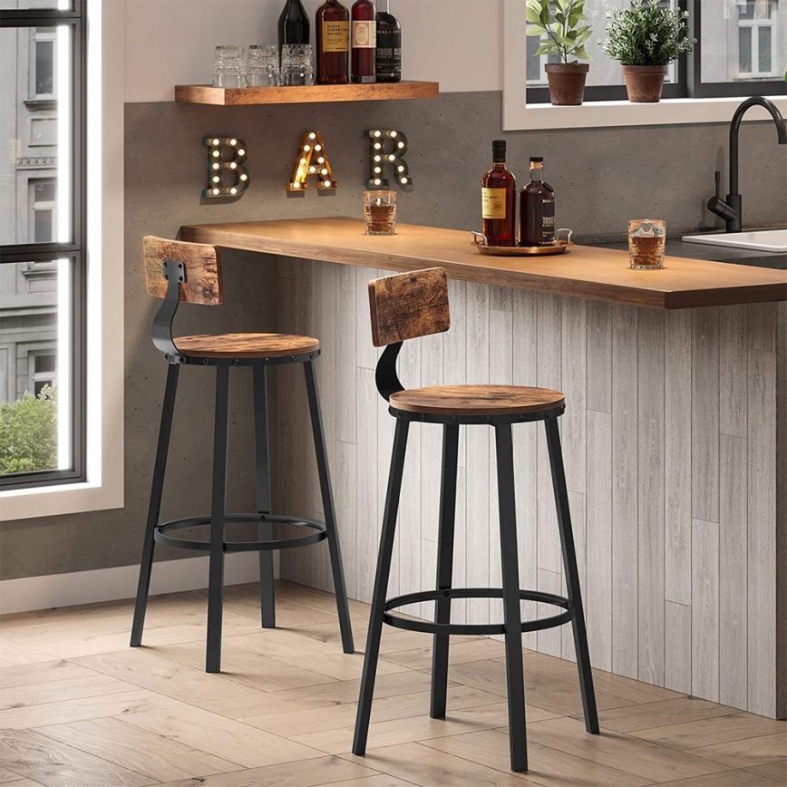 Tabouret de bar AVEN marron/noir