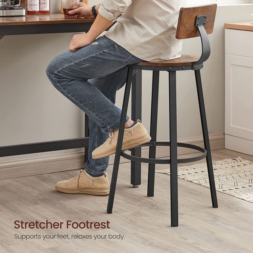 Tabouret de bar AVEN marron/noir