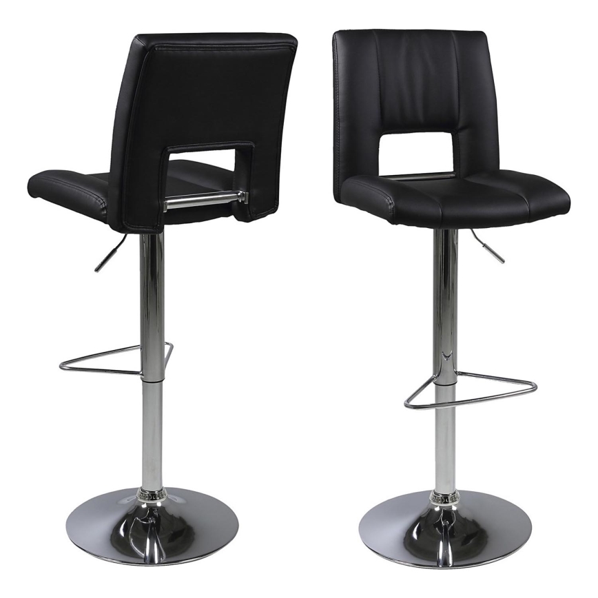 Tabouret de bar SERENA 1 pcs noir/chrome mat