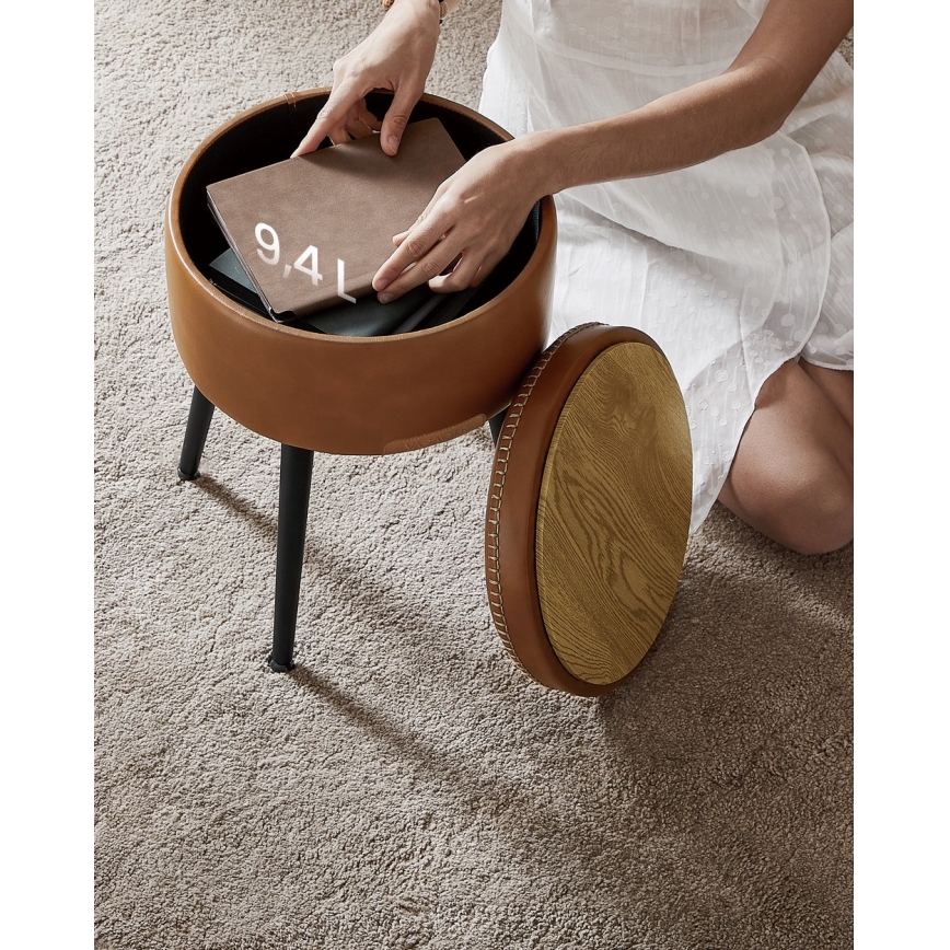 Tabouret en cuir CORE cognac