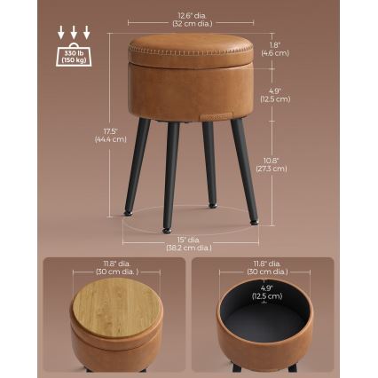 Tabouret en cuir CORE cognac