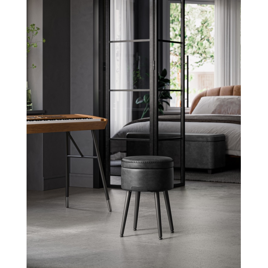 Tabouret en cuir CORE noir