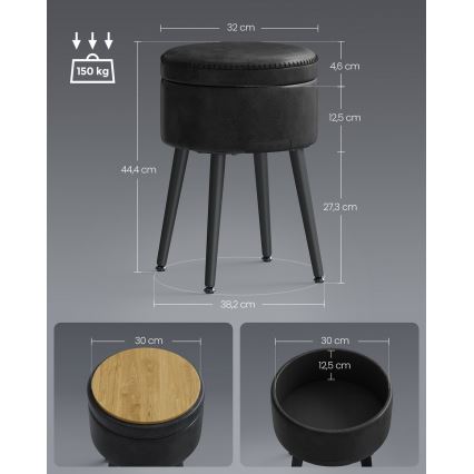 Tabouret en cuir CORE noir