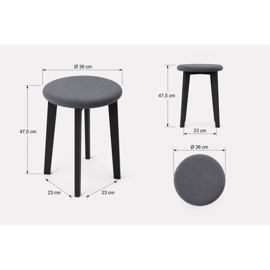 Tabouret KUBE Ø 36 cm blanc/gris