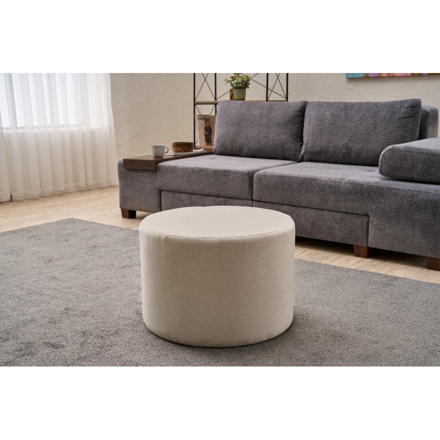 Tabouret RABO, diamètre 58 cm, coloris crème