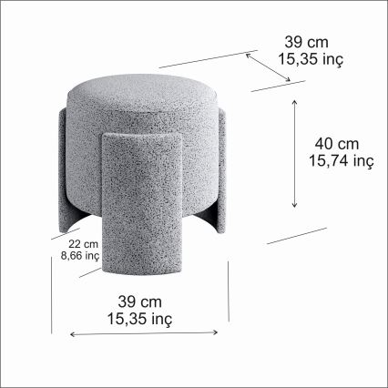 Tabouret ROCKET Ø 39 cm gris