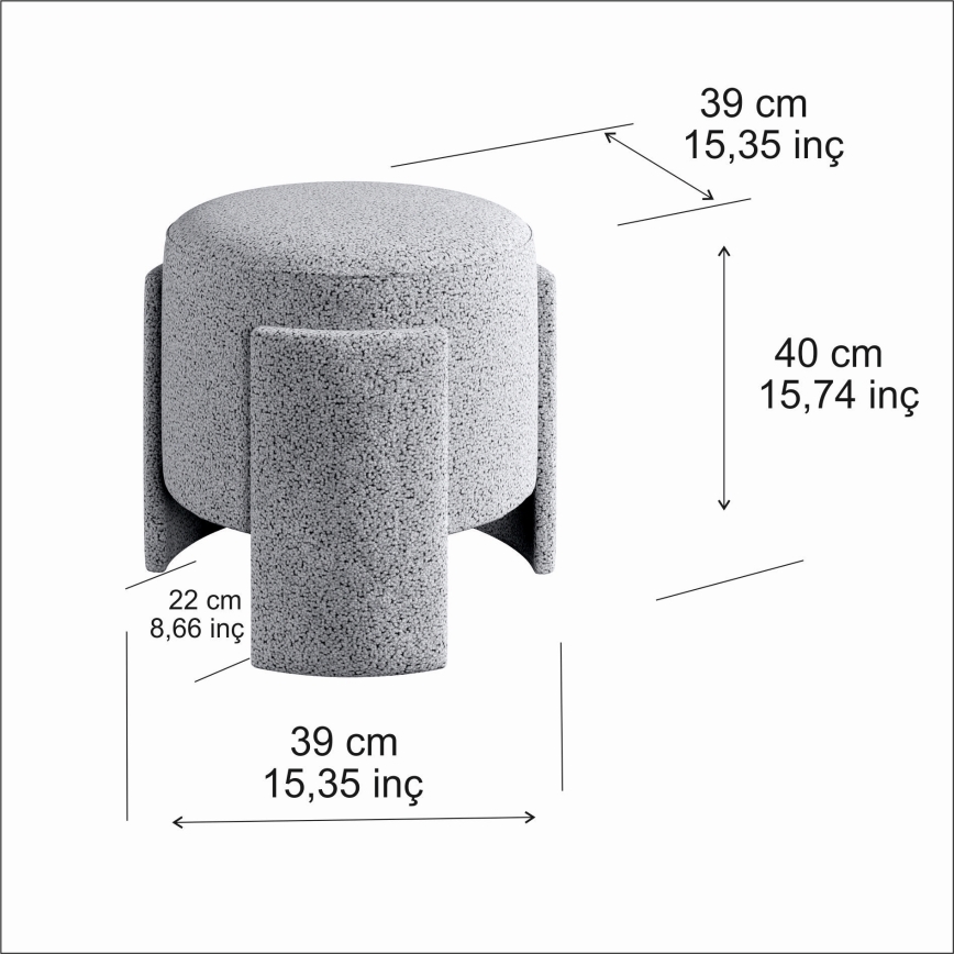 Tabouret ROCKET Ø 39 cm gris