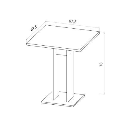 Tafel STRAPO 68 x 68 cm artisan eik