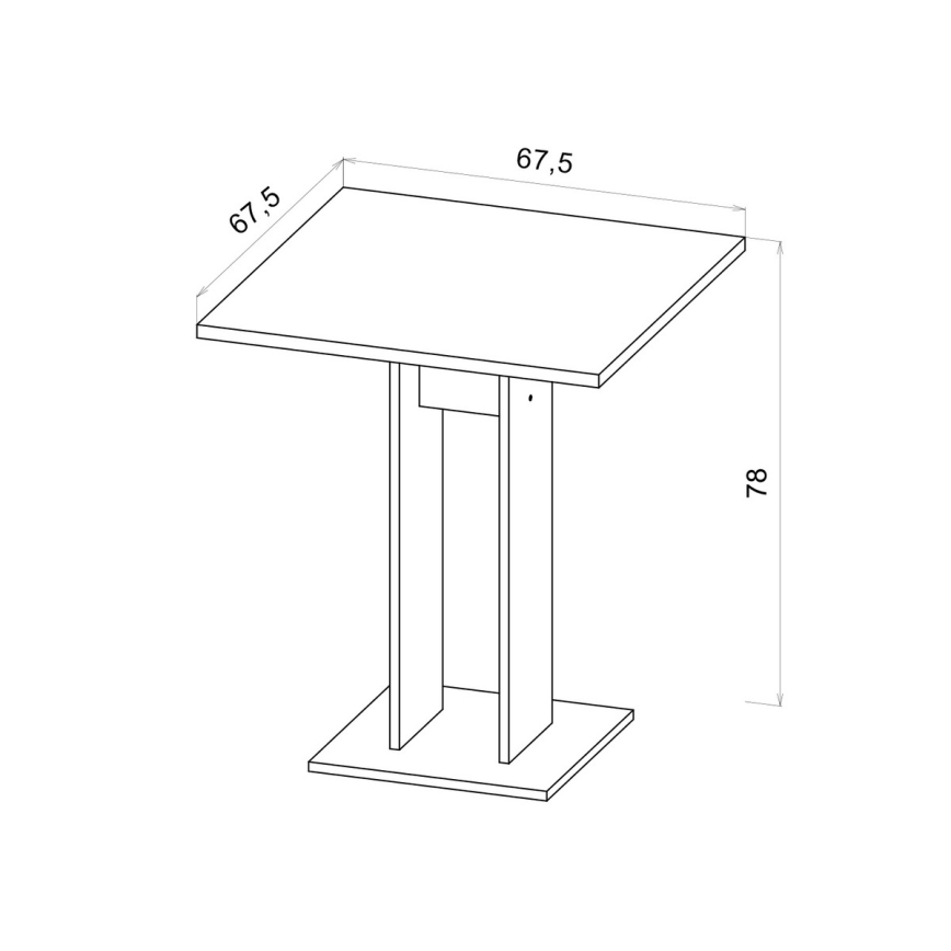 Tafel STRAPO 68x68 cm wit