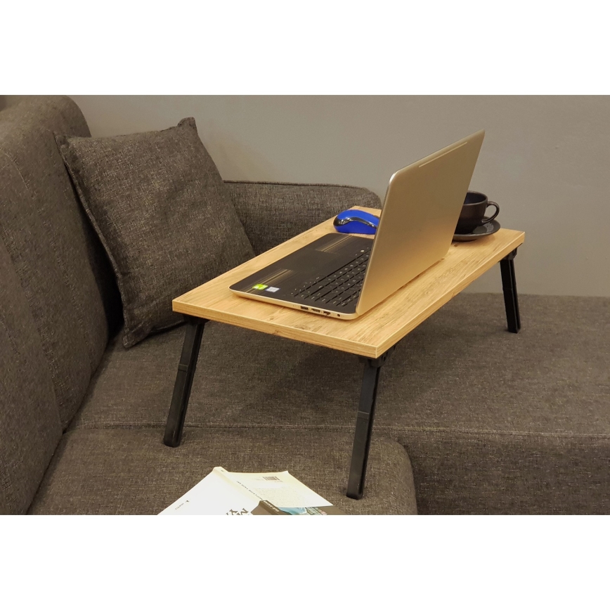 Tafel voor op Bed GUSTO 24,5x60 cm beige/zwart