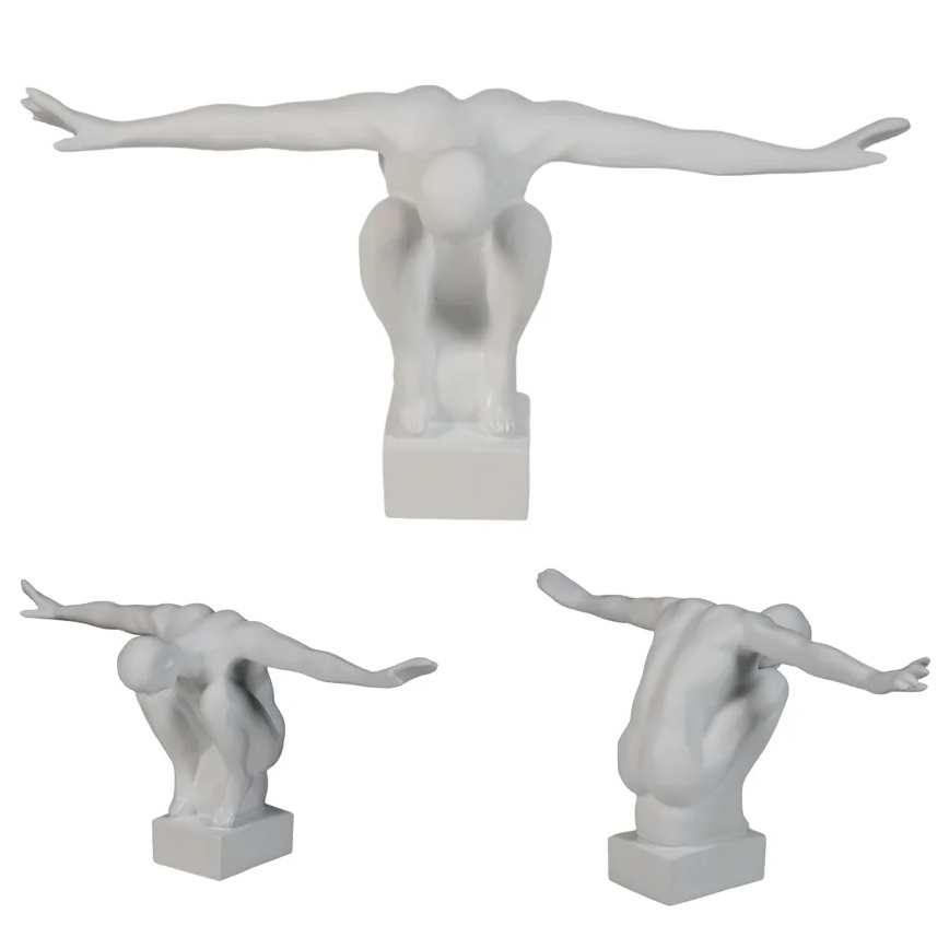 Tafeldecoratie 19,5x16x38,5 cm hars/wit