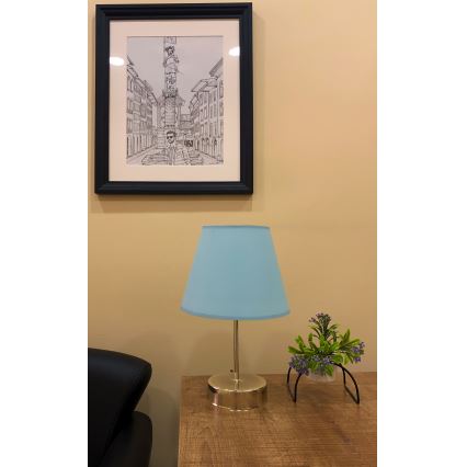 Tafellamp 1xE27/60W/230V blauw/glanzend chroom