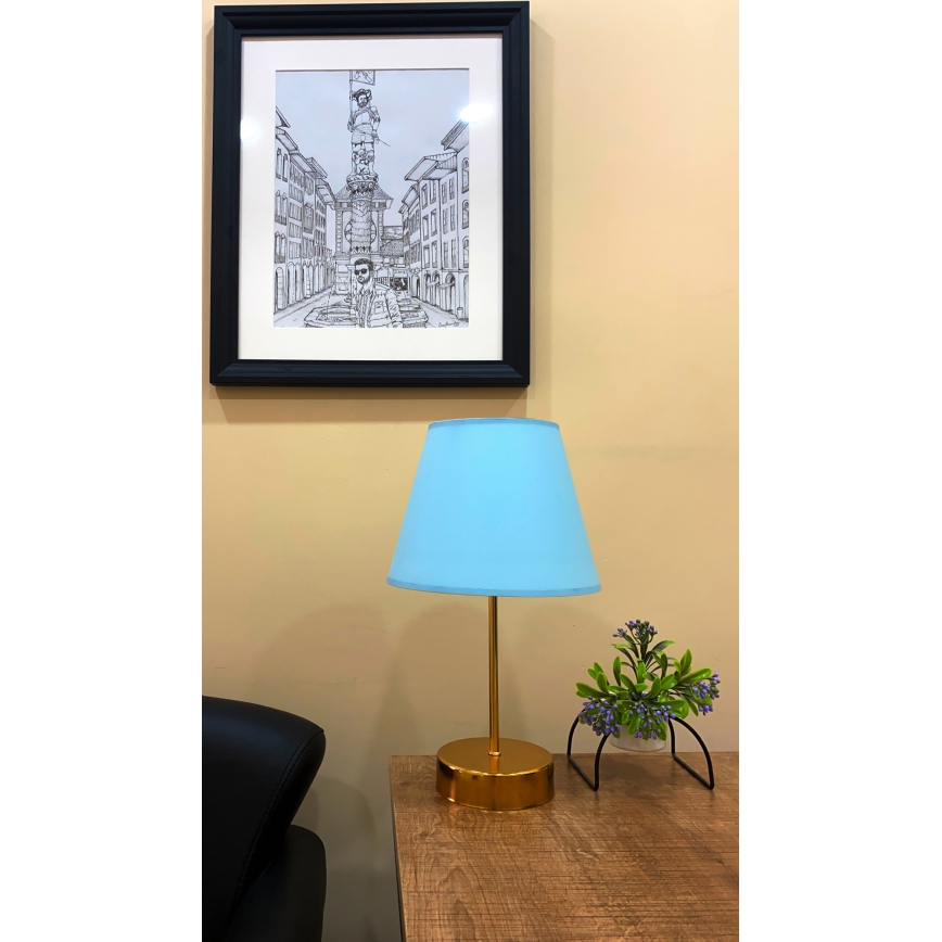 Tafellamp 1xE27/60W/230V blauw/koper