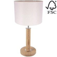Tafellamp BENITA 1xE27/60W/230V 48 cm crème/eiken – FSC gecertificeerd