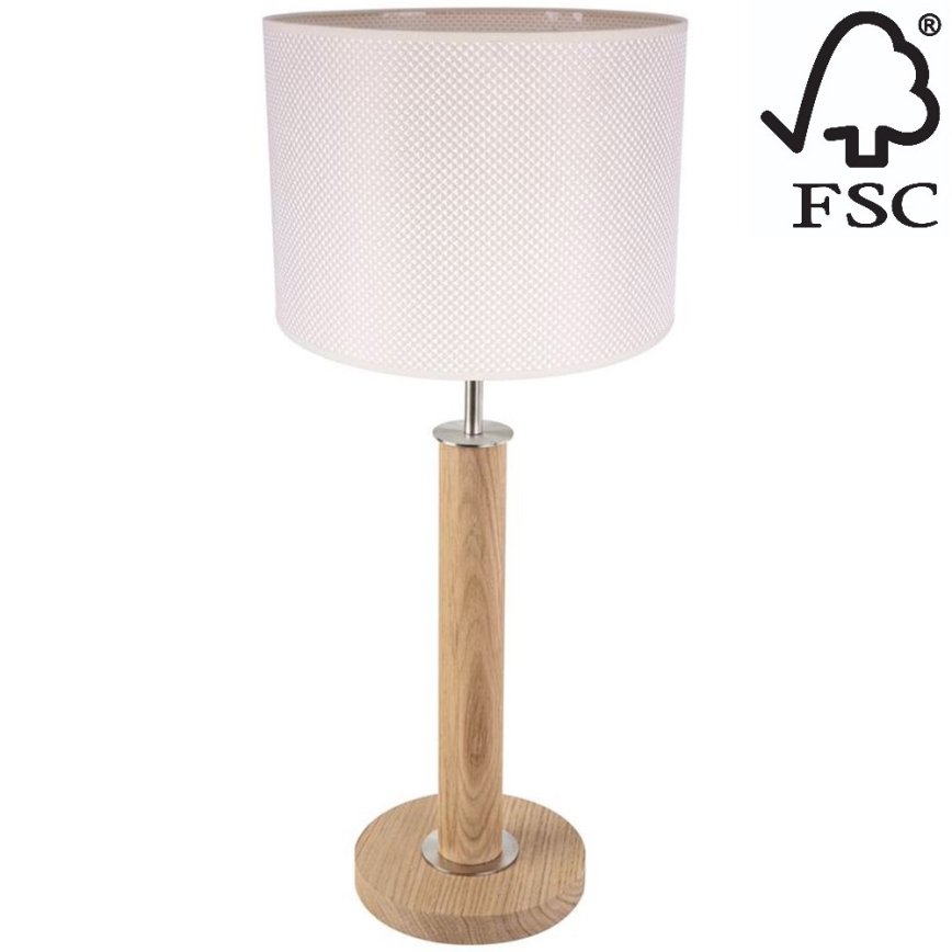 Tafellamp BENITA 1xE27/60W/230V 61 cm crème/eiken – FSC gecertificeerd