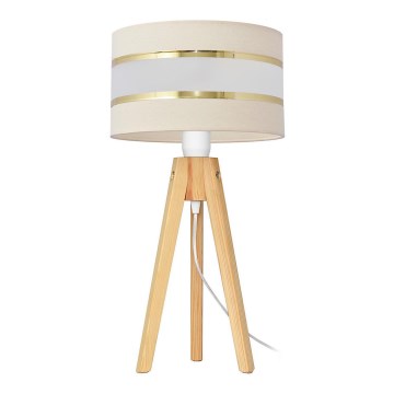 Tafellamp HELEN 1xE27/15W/230V crème/goud/grenen