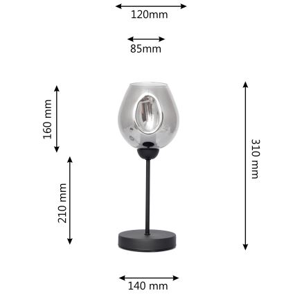 Tafellamp LILI 1xE27/15W/230V zwart/grijs