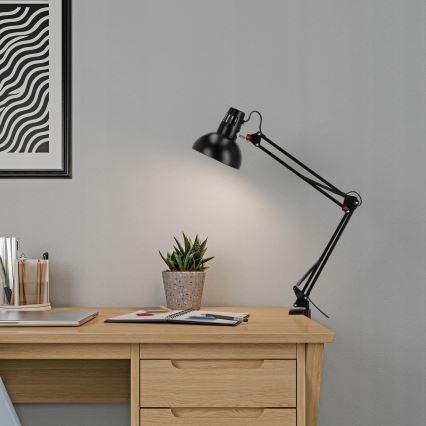 Tafellamp met klem 1xE27/60W/230V zwart