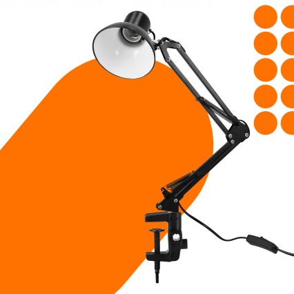 Tafellamp met klem 1xE27/60W/230V zwart