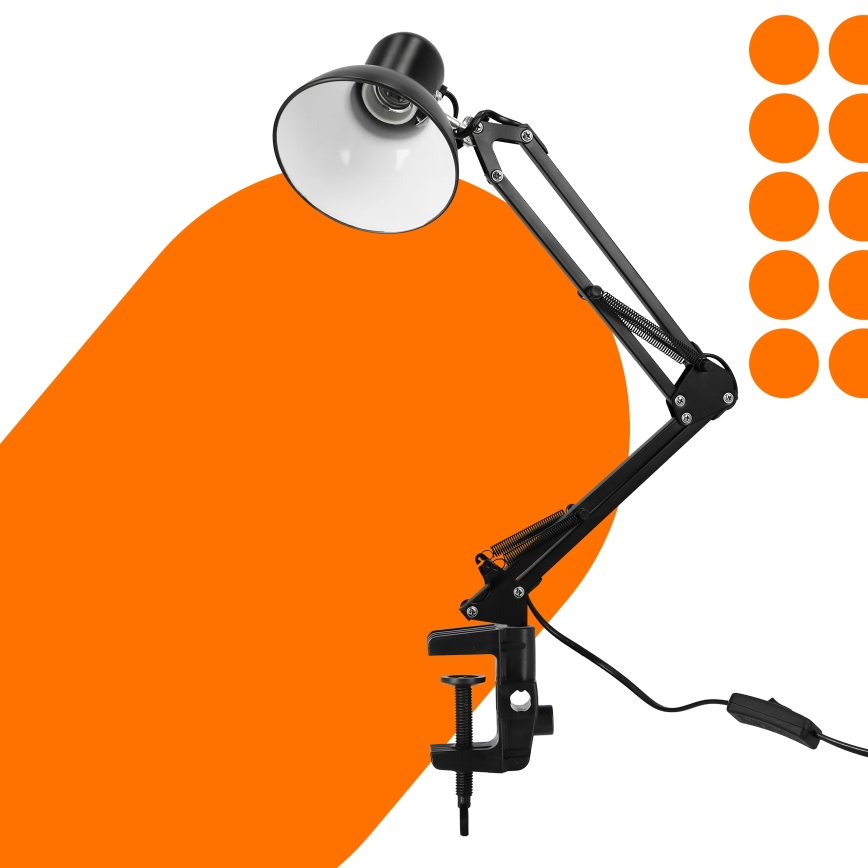 Tafellamp met klem 1xE27/60W/230V zwart