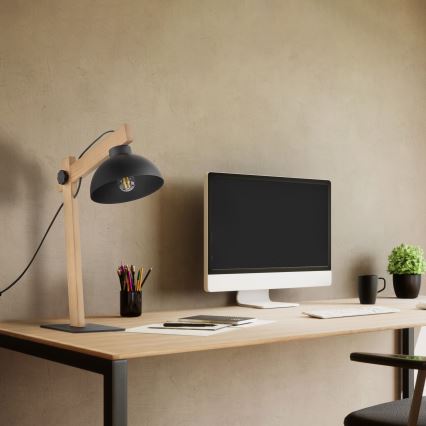 Tafellamp OSLO 1xE27/15W/230V grenen/zwart