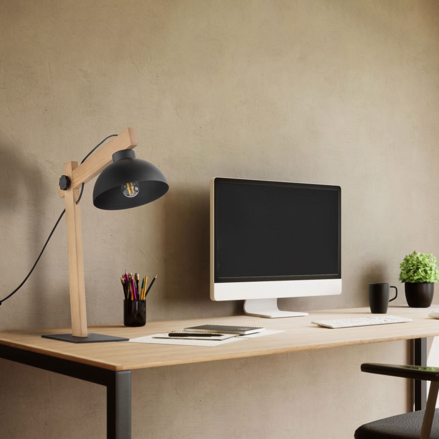 Tafellamp OSLO 1xE27/15W/230V grenen/zwart