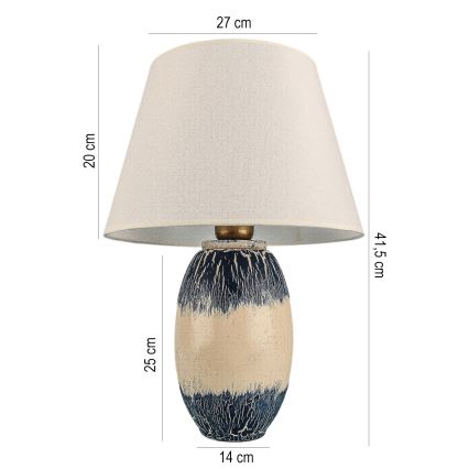 Tafellamp RAMZES 1xE27/40W/230V beige/blauw