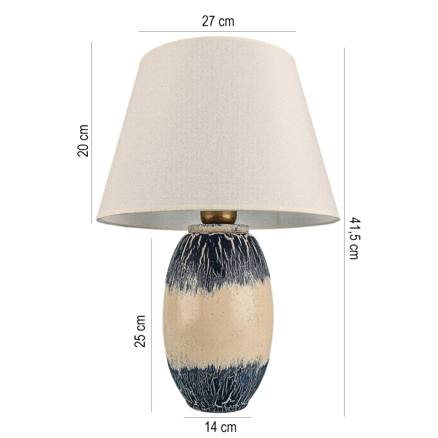 Tafellamp RAMZES 1xE27/40W/230V beige/blauw