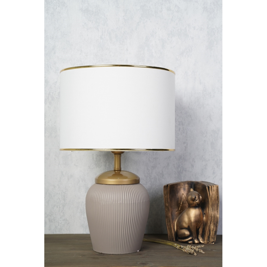 Tafellamp RAMZES 1xE27/40W/230V wit/beige