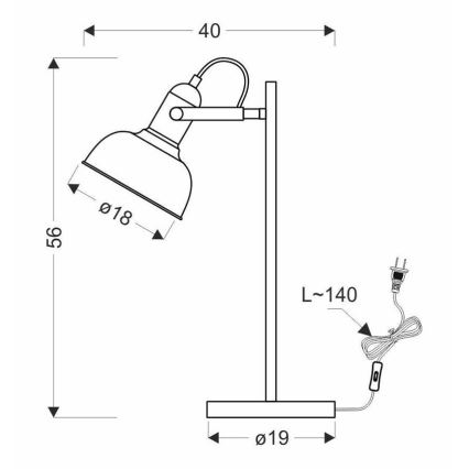 Tafellamp RENO 1xE27/40W/230V zwart